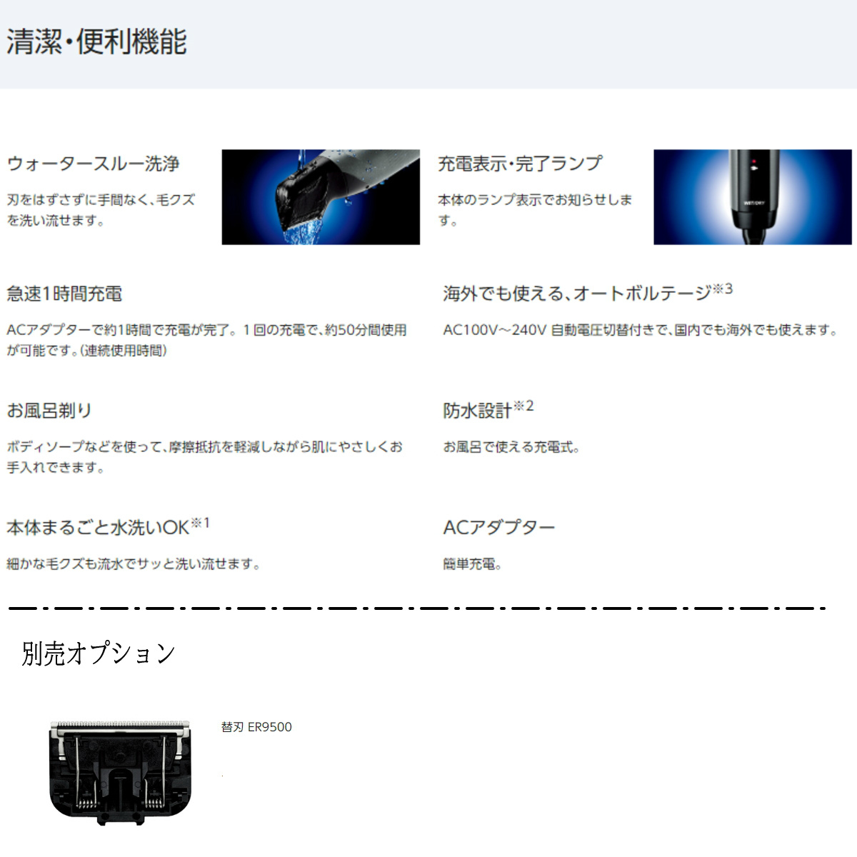 肌にやさしく全身ボディートリマー パナソニック 充電式