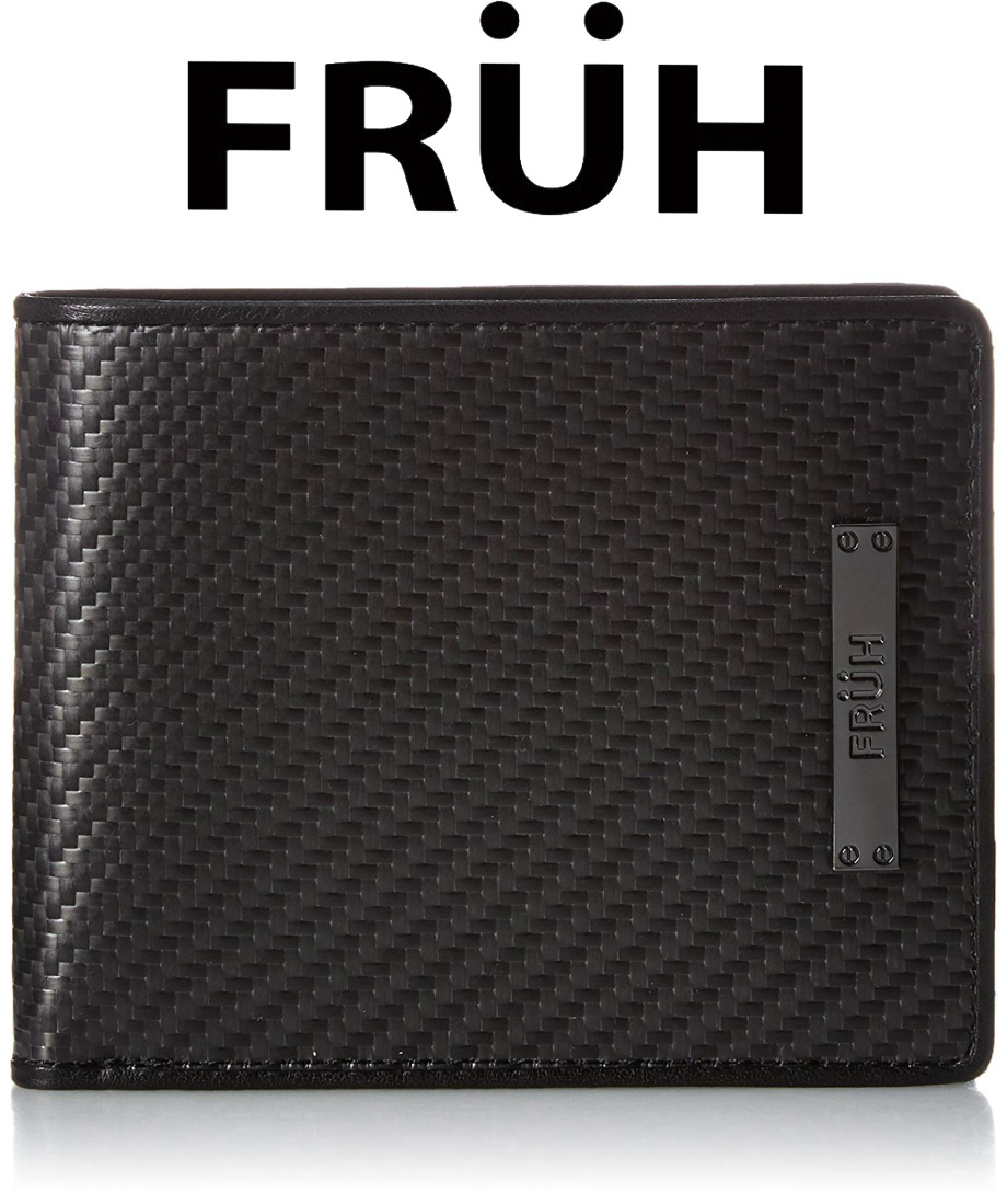 FRUH二つ折り財布リアルカーボン ショート ウォレット 黒 フリューGL027 メンズ FRUH（フリュー） リアルカーボン 2つ折りウォレット ブラック GL027