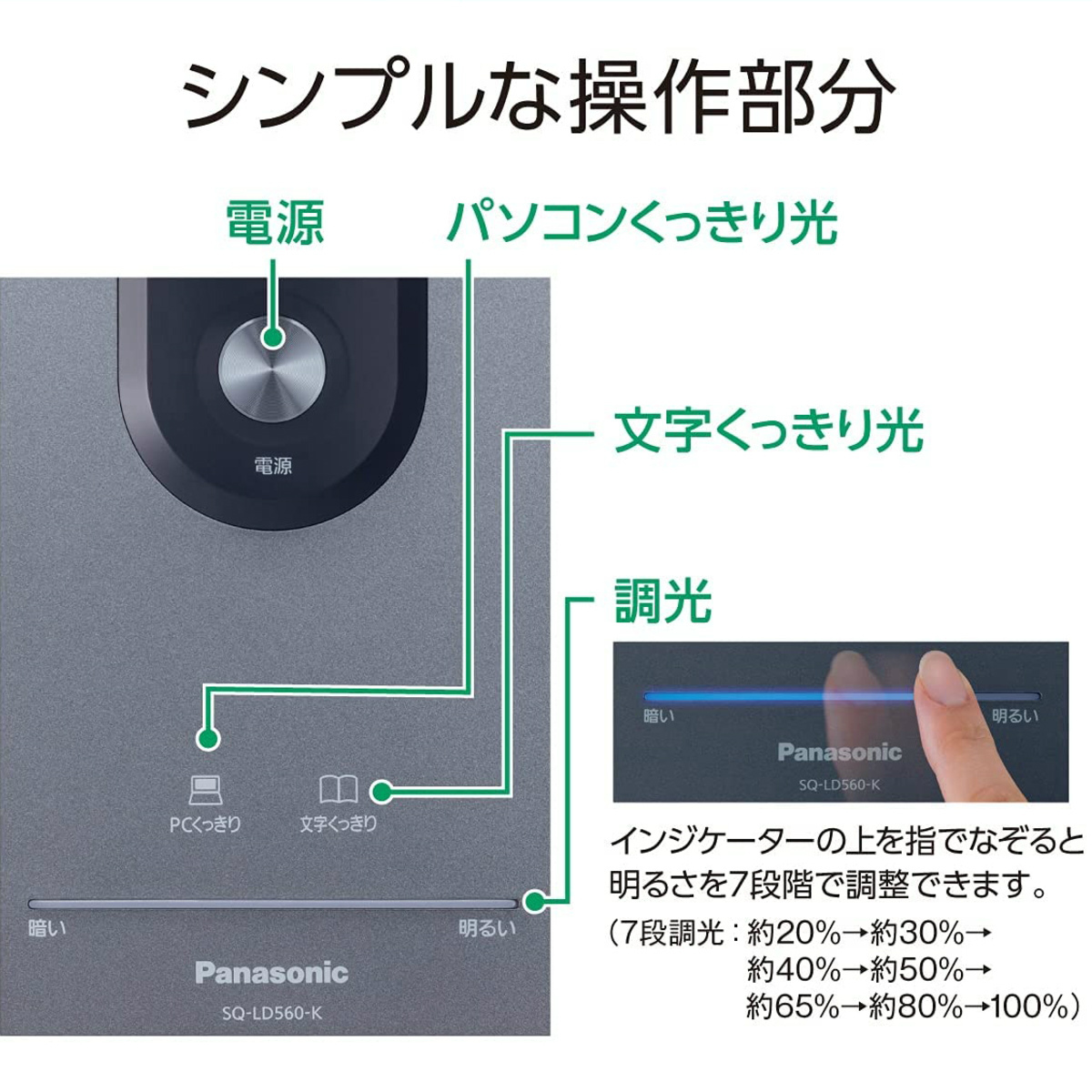 パナソニック LEDデスクライト SQ-LD560-W ホワイト仕上 置き型 USB