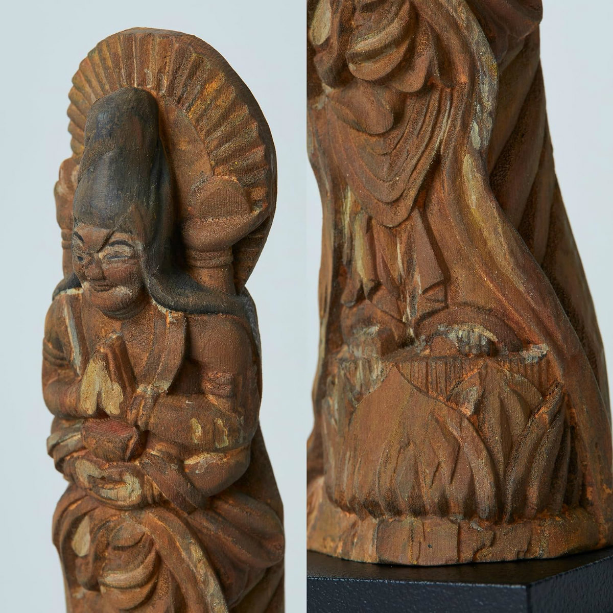 合掌観音像　仏像　仏教アート　彫刻　黒曜石　イスム　砂岩石 i-shop-sakura_tw3539