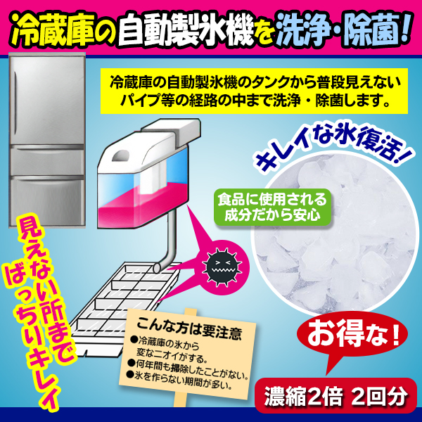 自動製氷機洗浄クリーナー 2回分 日本製 冷蔵庫 製氷機クリーナー 200mL 透明 キレイな氷 クリア 洗浄剤 濃縮 汚れおちる 除菌 洗剤 S◇  自動製氷機クリーナー