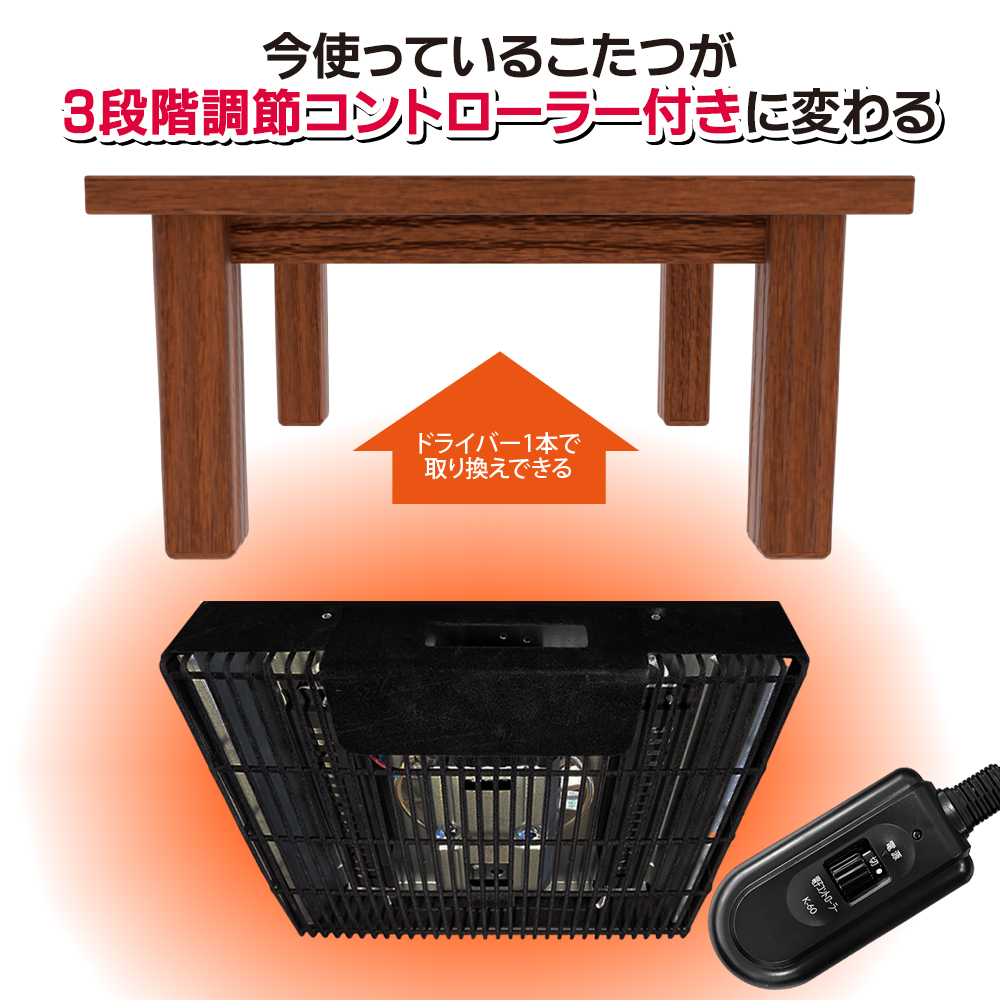 こたつ用 600W 取替ヒーター ファン付 後付け 取替え コタツ 交換