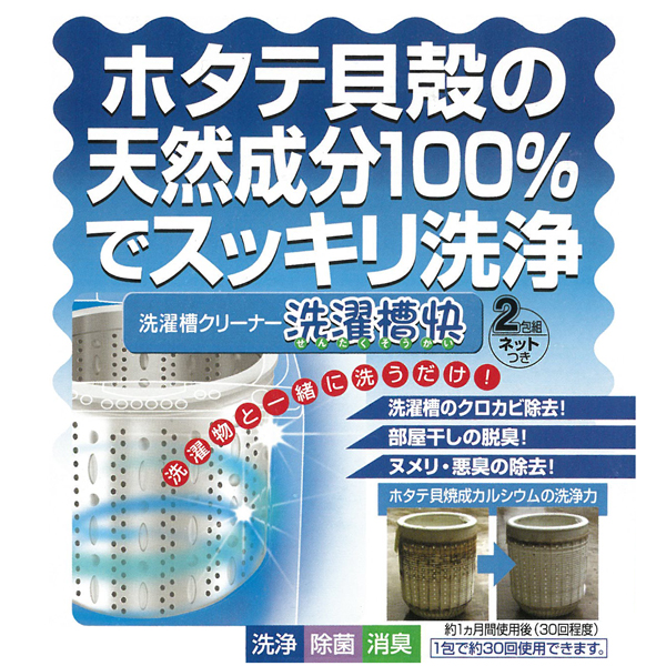Seiei 洗濯槽快 本体 2包組 洗濯槽クリーナー ネット付き 2個入