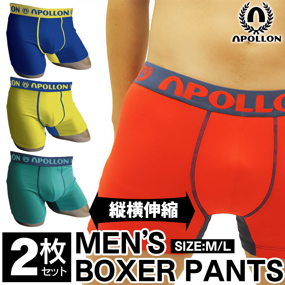 ボクサーパンツ メンズ 前開き 2枚組 セット 男性下着 パンツ APOLLON