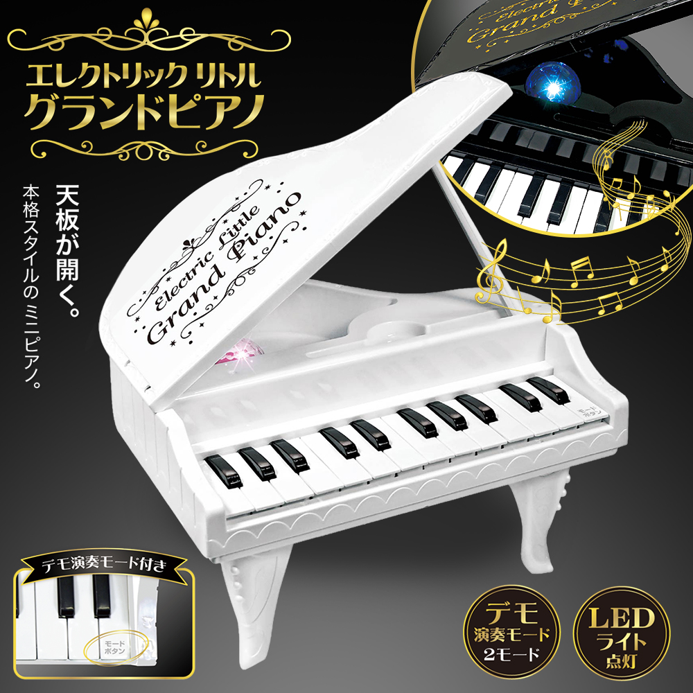 電子ピアノ グランドピアノ 天板が開く 本格スタイル 24鍵盤 ミニ
