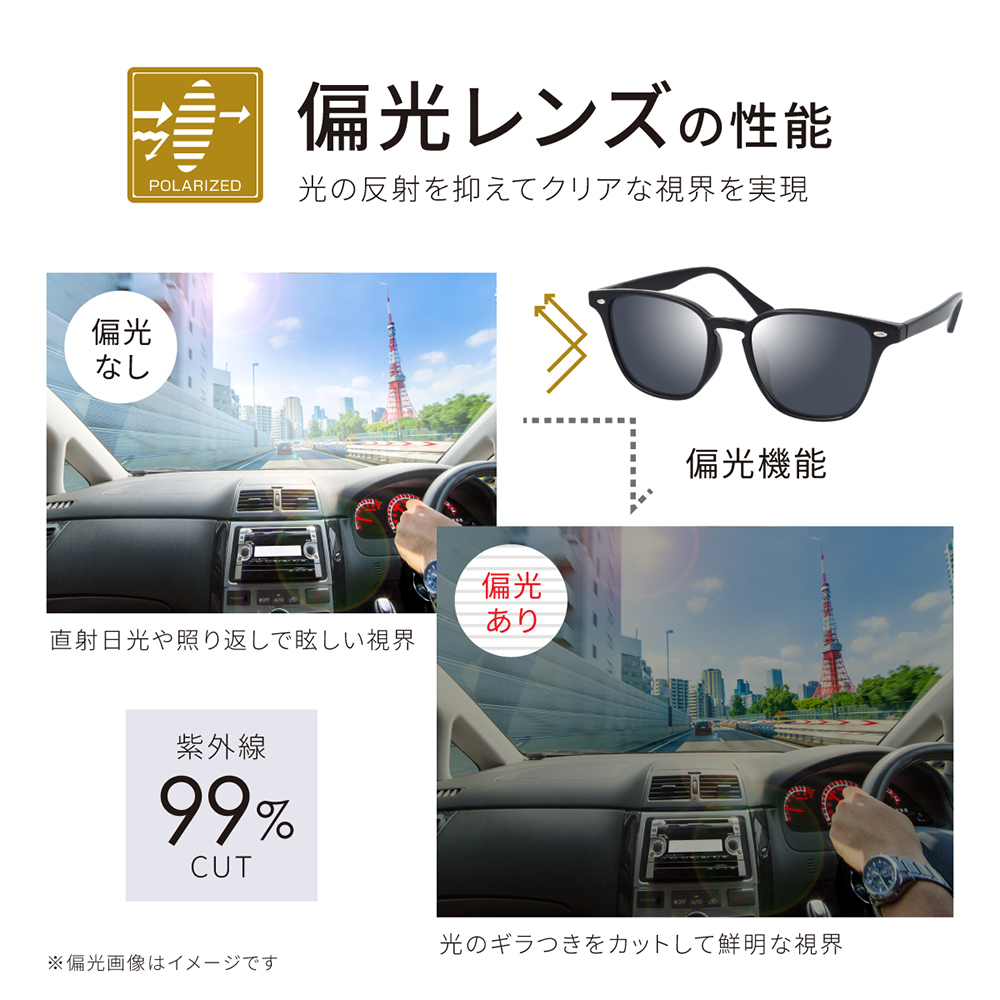 LOGOS（ロゴス） サングラス 偏光 偏光グラス ロゴ入 専用ケース付
