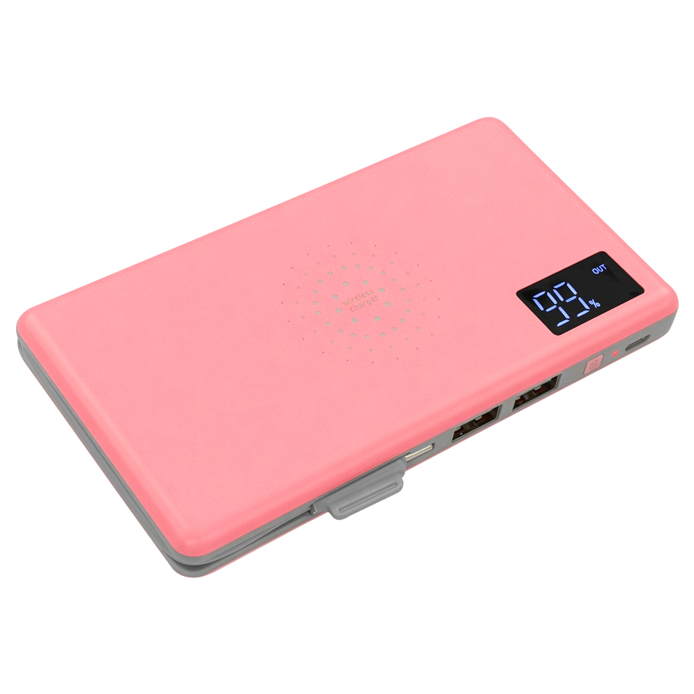 ワイヤレス充電付】モバイルバッテリー 大容量 小型 ケーブル内蔵 軽量