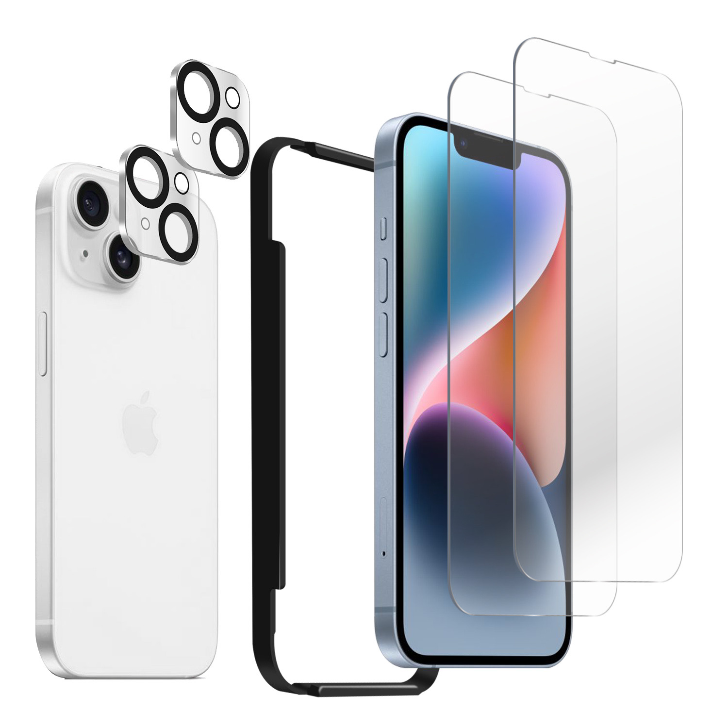 iPhone14 保護フィルム iPhone14Pro ガラスフィルム 2枚 カメラカバー 2枚 レンズカバー カメラ保護 アイフォン アイホン 組み合わせセット 4枚セット | iPhone | 01