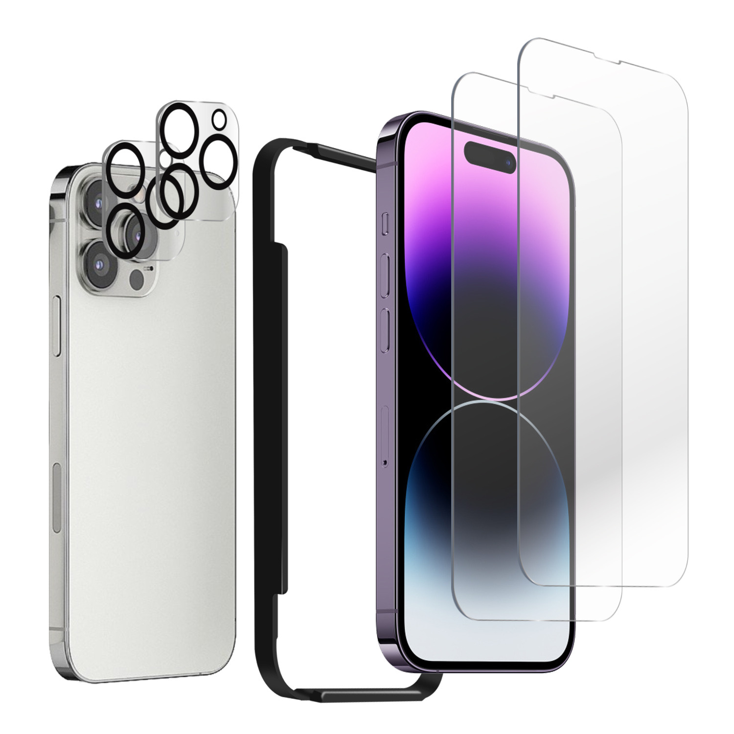 iPhone14 保護フィルム iPhone14Pro ガラスフィルム 2枚 カメラカバー 2枚 レンズカバー カメラ保護 アイフォン アイホン 組み合わせセット 4枚セット | iPhone | 02