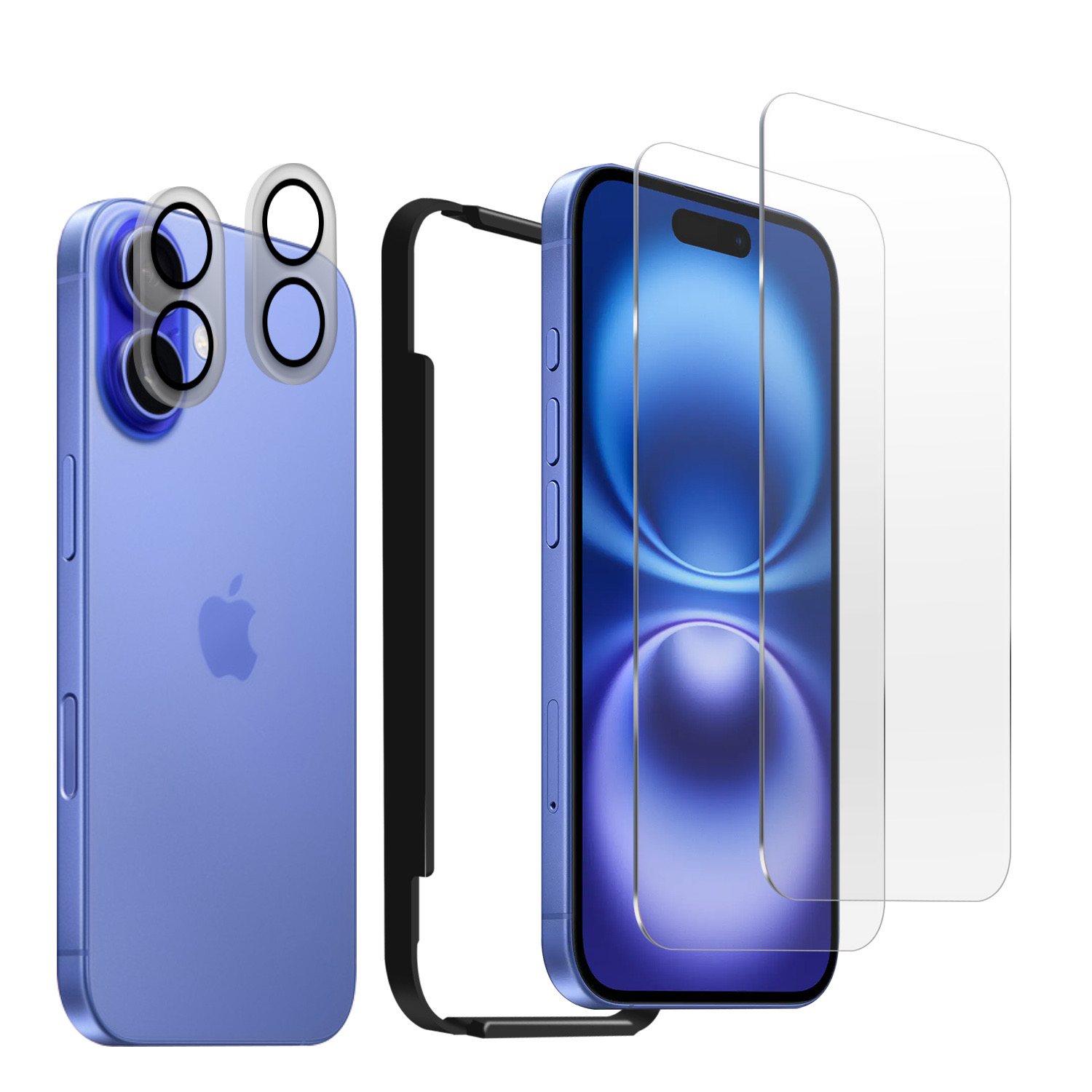 iPhone16 ガラスフィルム iPhone16e 保護フィルム  2枚 カメラカバー 2枚 レンズカバー カメラ保護 アイフォン アイホン 組み合わせセット 4枚セット | iPhone | 02