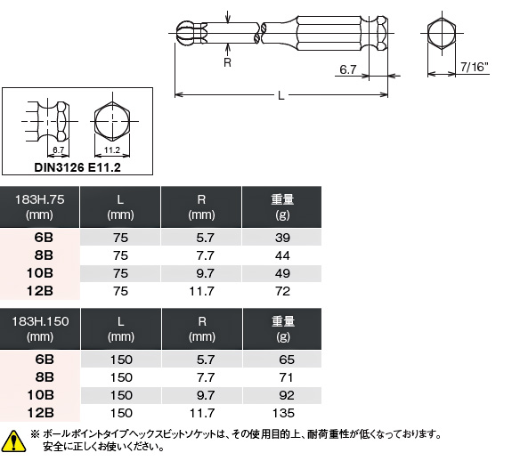 Ko-ken 183H.150-12B DIN3126 E11.2 インパクト ボールポイント