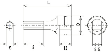 FPC 3H8 ヘキサゴンレンチ 差込角9.5mm 対辺8mm(インパクト) 関連画像1
