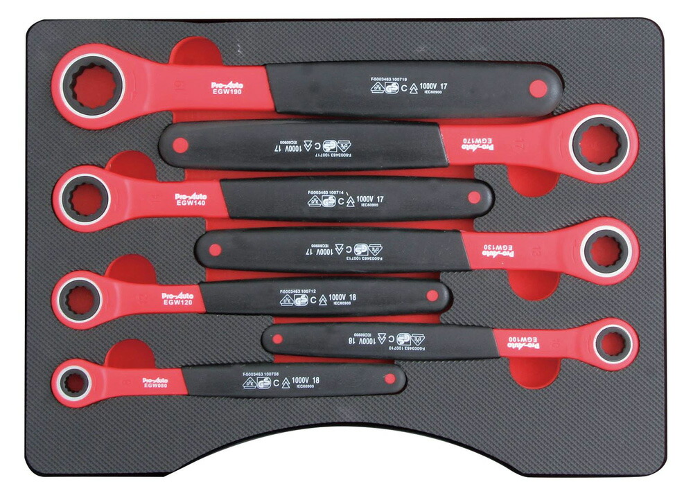 スエカゲツール＞直送品 Pro-Auto P-EGW7S 7本組絶縁ギアレンチセット