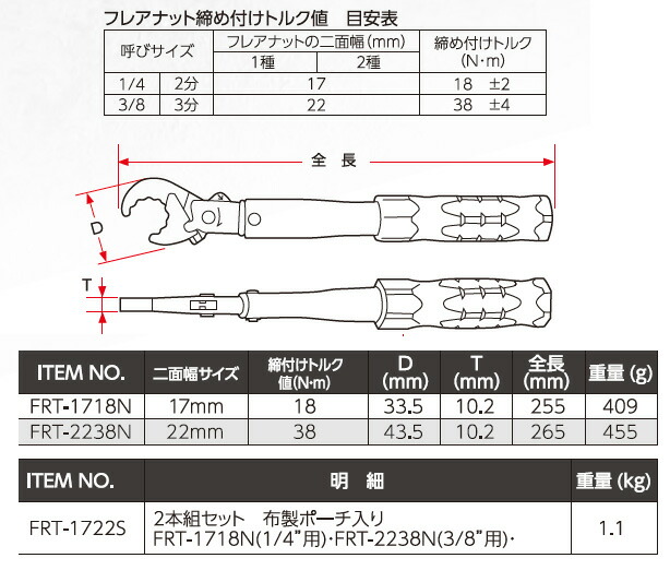 フレアーナット用トルクレンチ　17　22 フレアーナット用トルクレンチ 17 22 楽天市場】トルクレンチ