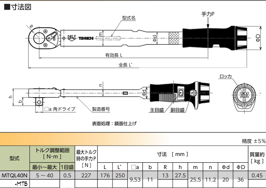 TOHNICHI 在庫あり 東日 MTQL40N ワイドレンジトルクレンチ スポーツ