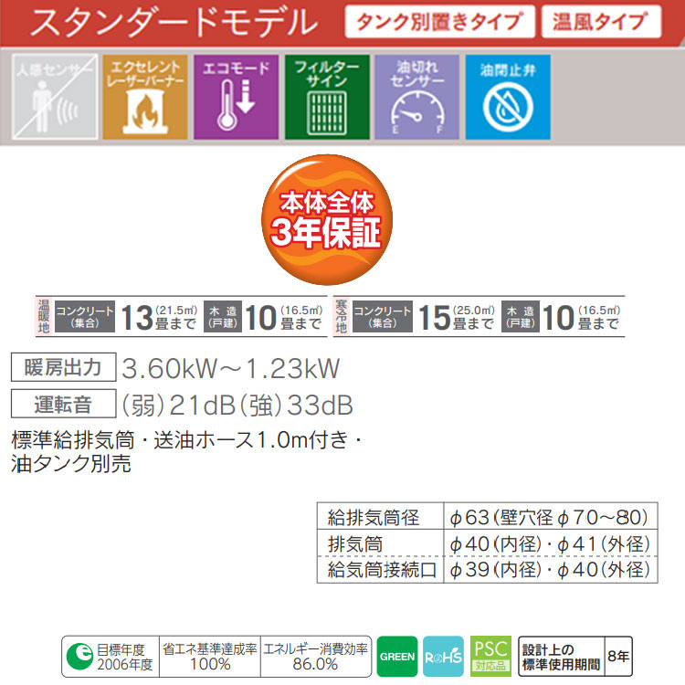 FF式ストーブ トヨトミ FFシリーズ 温風 スタンダードモデル FF式 石油ストーブ FF-36N 10畳用 暖房 灯油 暖房機 FF式石油暖房機  シンプル エコ FF-36N(W)