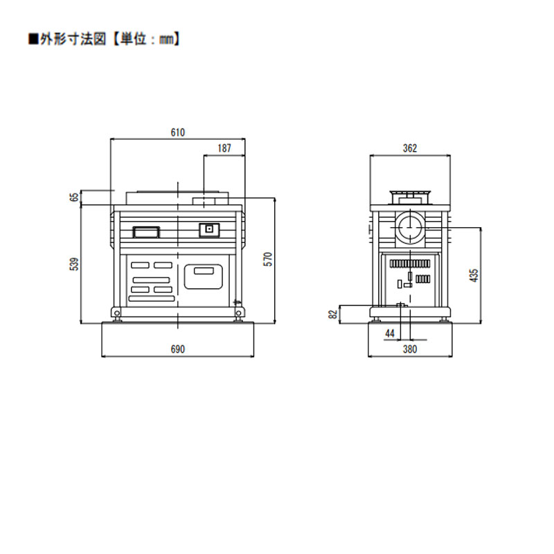 煙突式ストーブ 長府 サンポット 煙突式 石油ストーブ KSH-10K8 A1 主に19畳用 角型 中央設置 暖房 おしゃれ 灯油 暖房機 半密閉式  石油暖房機 KSH-10K8A1