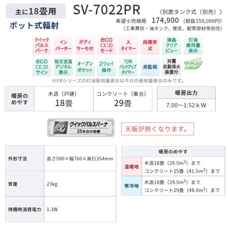 煙突式ストーブ コロナ 煙突式 ポット式 石油ストーブ PRシリーズ 煙突式輻射 輻射 灯油 ストーブ 暖房機 寒冷地用 タンク別置き 大型 主に18畳用  SV-7022PR : sv-70--pr : I-TOP Yahoo!店 - 通販 - Yahoo!ショッピング