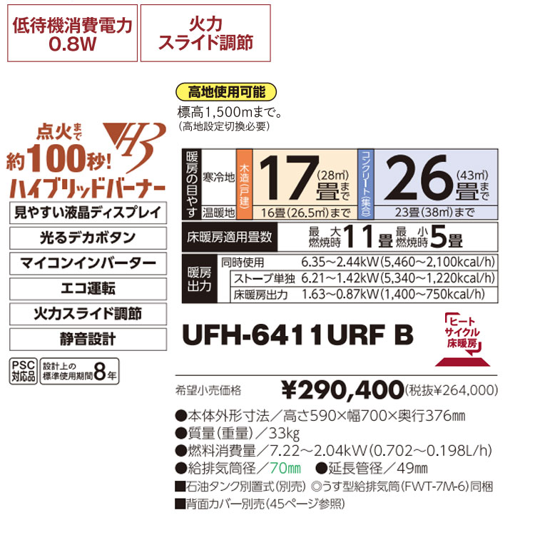 サンポット FF式ストーブ 長府 kabec カベック FF式 石油ストーブ UFH
