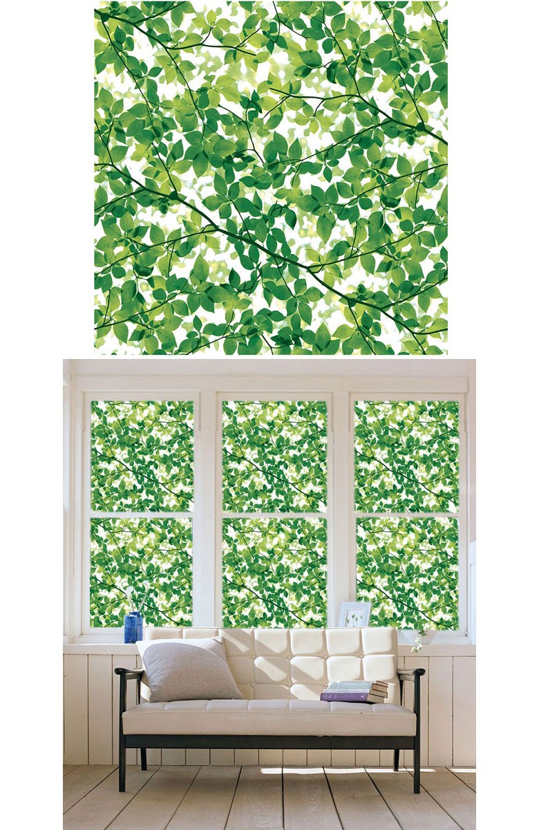 木 葉 leaf 窓 ガラスフィルム 目隠し シート フィルム 水だけ簡単 巾92cm おしゃれ ウィンドウ インテリア 窓ガラス ウォールステッカー  UVカット :glass025:ユニコ - 通販 - Yahoo!ショッピング