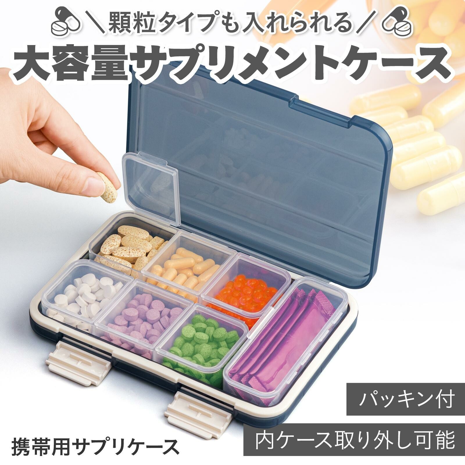 携帯用ピルボックス容器財布用の錠剤容器ウィークリーケーストラベルピルケース ピルケース 携帯用 小さい 大容量 キャラクター 大きめ デイ ナイト