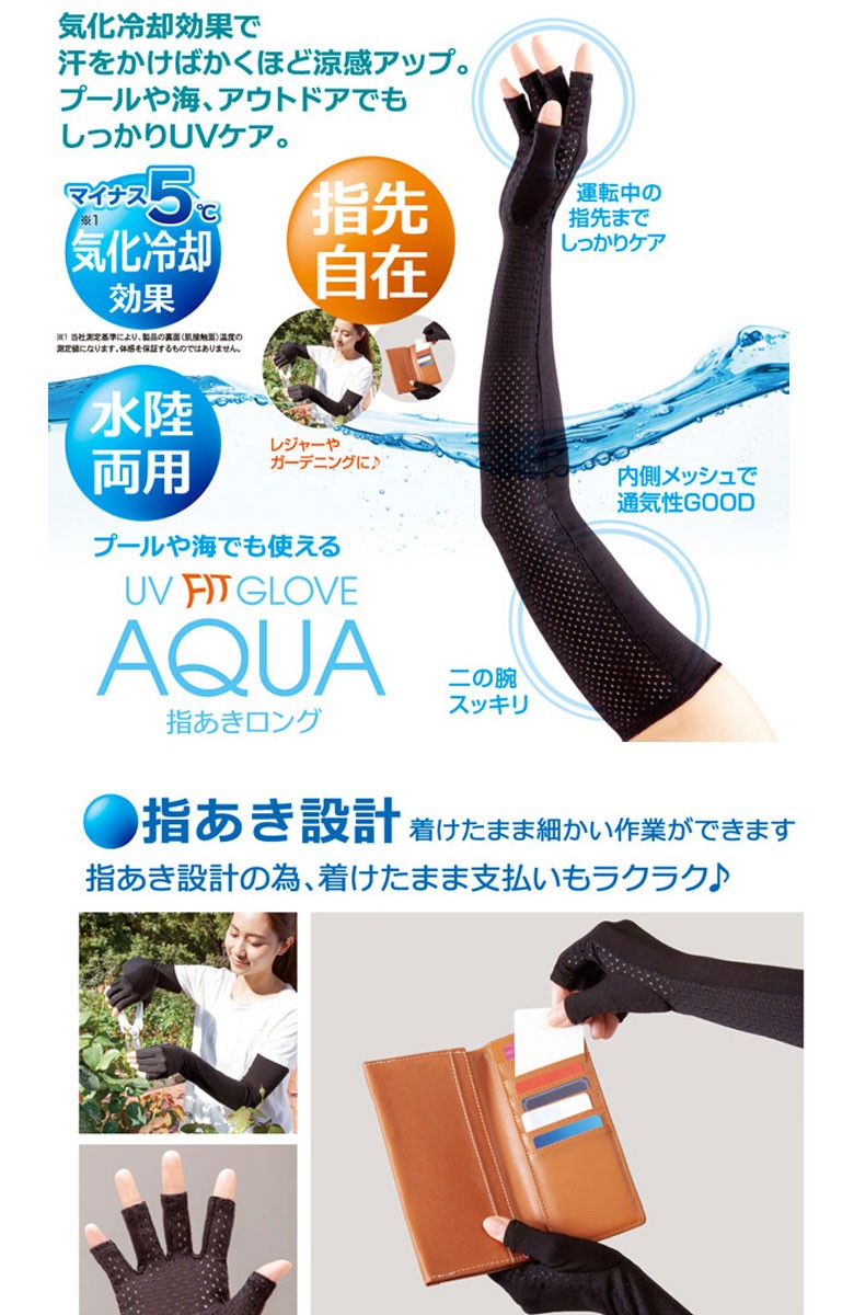 UVグローブ アクア 指あきロング