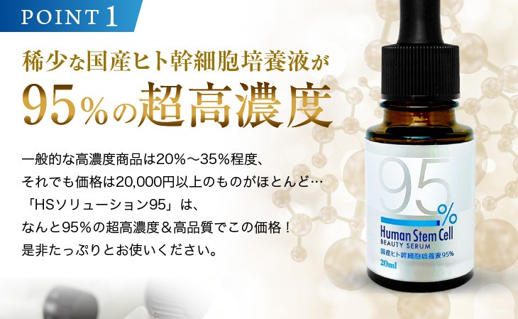 国産ヒト幹細胞培養液エキス95%配合 原液100％ 美容液 20ml （メール便