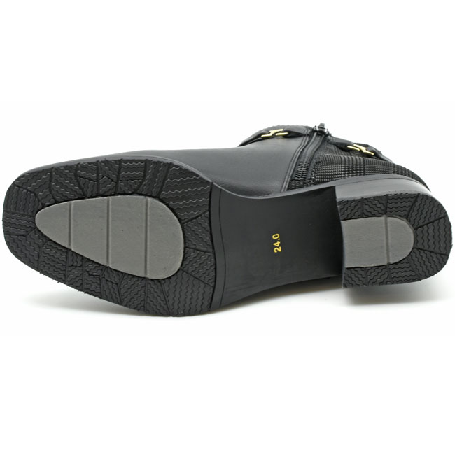 あしながおじさん ブーツ レディース 厚底 ブラック 黒 ブーティー