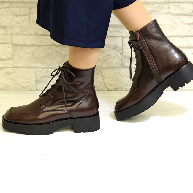 あしながおじさん ブーツ レディース 厚底 ブラック 黒 厚底ブーツ