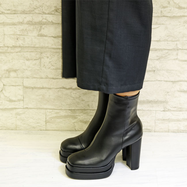 あしながおじさん ブーツ レディース 厚底 ブラック 黒 by 厚底ブーツ