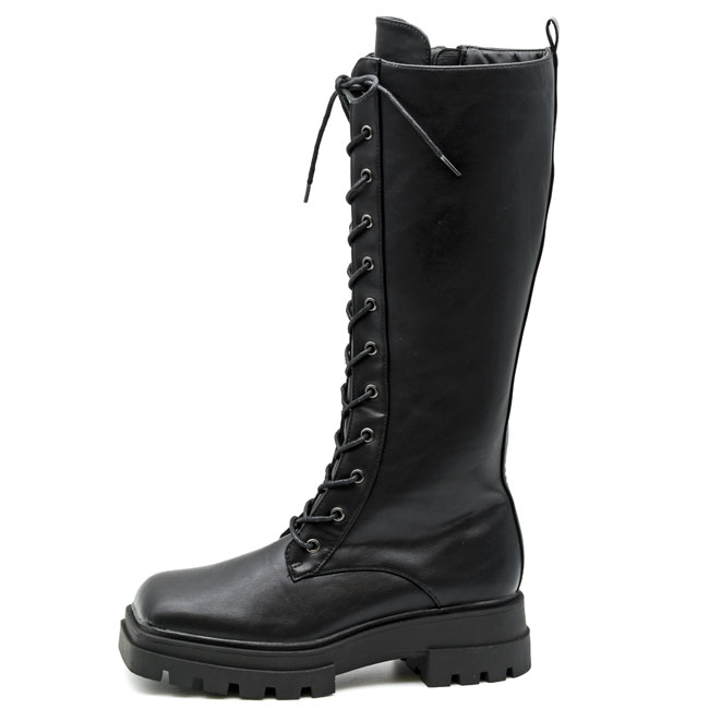 あしながおじさん ブーツ レディース 厚底 ブラック 黒 by レース