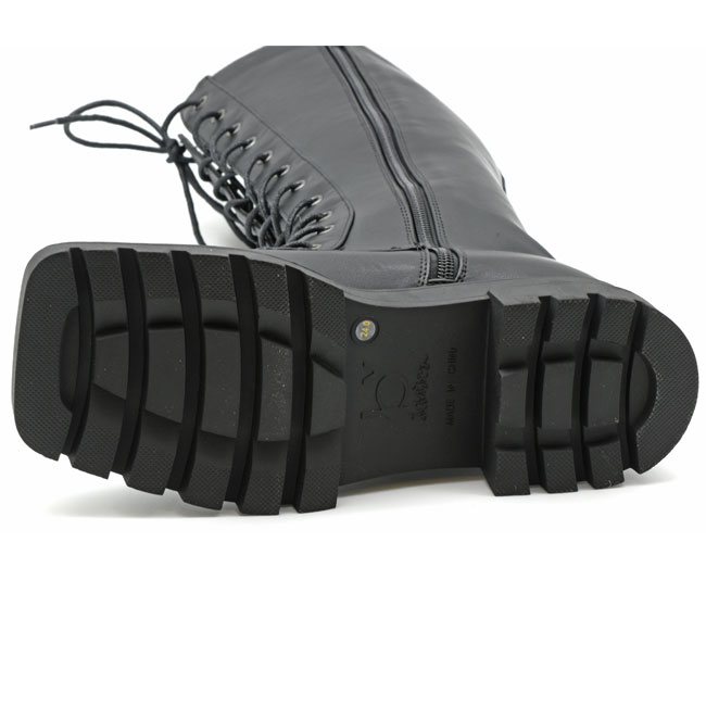 あしながおじさん ブーツ レディース 厚底 ブラック 黒 by レース