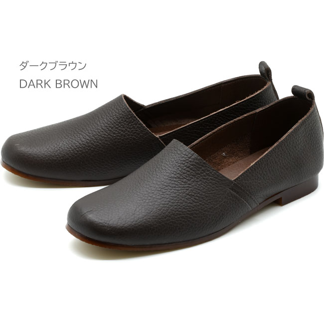 フラットシューズ スクエアトゥ パンプス スリッポン 本革 レザー L