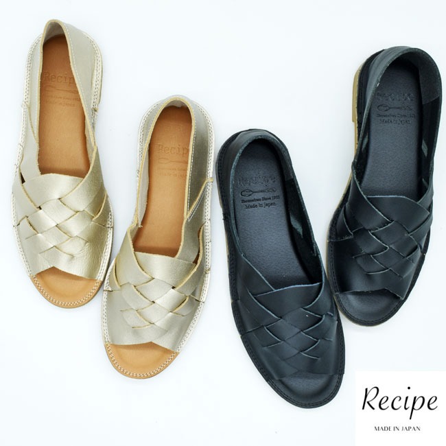 グルカシューズ オープントゥ パンプス スリッポン 本革 レザー Recipe レシピ 日本製 レディース RP-501 (予約)は9月下旬頃〜入荷予定 あしながおじさん グルカシューズ オープントゥ パンプス スリッポン