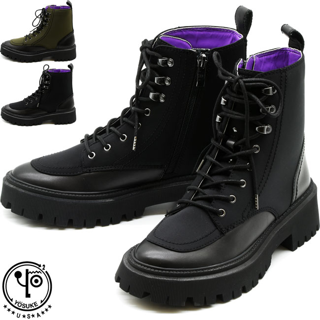 YOSUKE（ヨースケ） レースアップブーツ 厚底ブーツ ショートブーツ 本