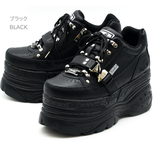 YELLO スタッズ付き ブラック厚底スニーカー 箱付き 05112675.jpg