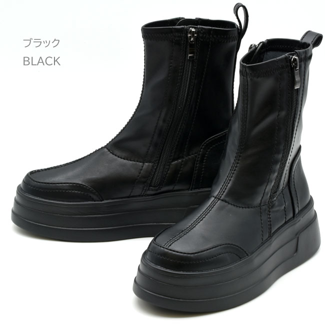 YOSUKE（ヨースケ） ブーツ レディース 厚底 ブラック 黒 厚底ブーツ