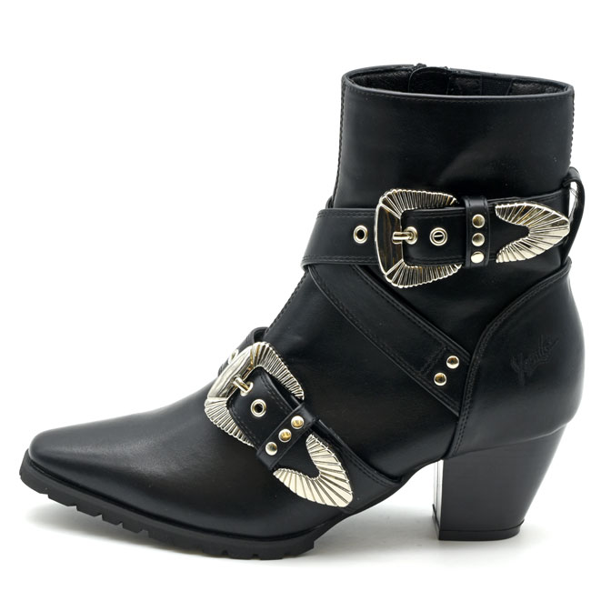 【新品/未使用】レディース 黒 蛇Xレザー コンビ ウエスタンブーツ サイズ37 YOSUKE（ヨースケ） ブーツ レディース 厚底 ブラック 黒 ウエスタン