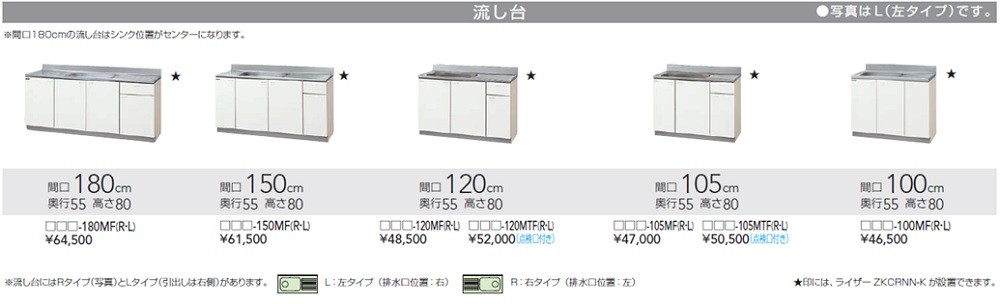 クリナップ KCT-120MFL キッチン 流し台 クリナップ クリンプレティ 流し台 C1S-120MF(R) ホワイト 水槽右