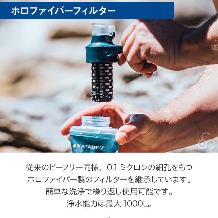 カタダイン ビーフリーAC 1.0L 14071 ポータブル 浄水器 活性炭フィルター ハイドラパック ソフトフラスク アウトドア キャンプ 災害 避難 緊急時
