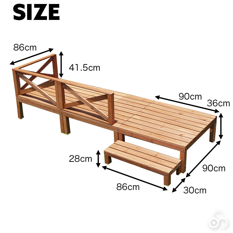 リビングアウト 天然木 ウッドデッキセット 0.75坪(約2.48m2) 谷村実業 ウッドテラス 3423100037｜iberia｜09