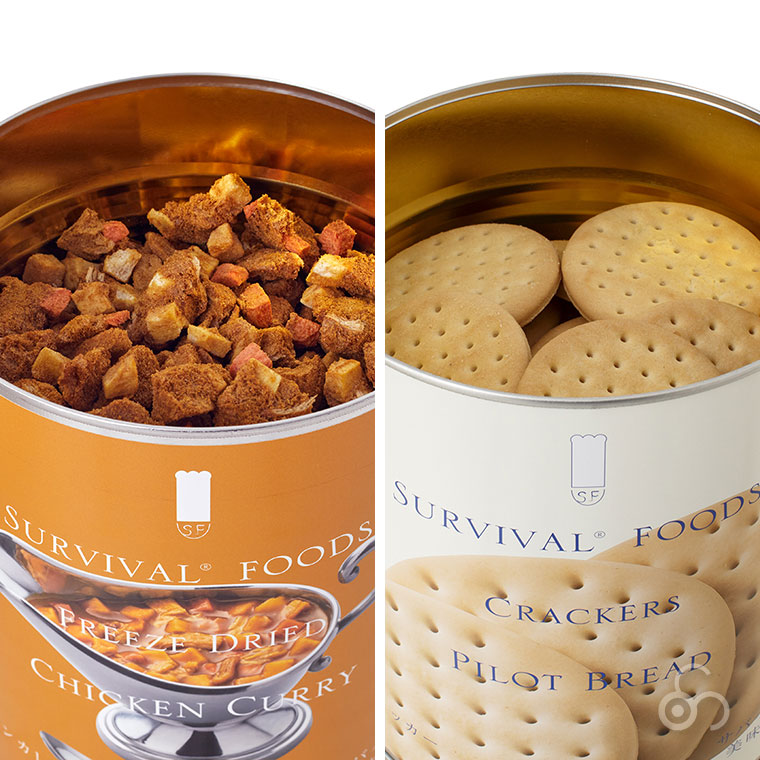 サバイバルフーズ 25年保存食 クラッカー&チキンカレー 大缶 6缶セット 