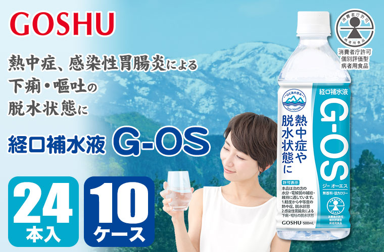五洲薬品 経口補水液 G-OS 500ml×24本×10ケース 4987332406532-set ORS 熱中症対策 炎天下 スポーツ アウトドア 作業