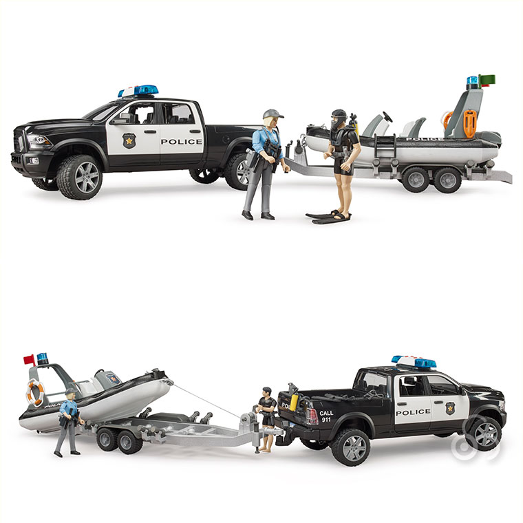 (おまけ付) ブルーダー Ram パワーワゴンパトカー ＆ ポリスボート(フィギュア2個付き) BR02507 おもちゃ 知育玩具 車 3歳 4歳 5歳_5