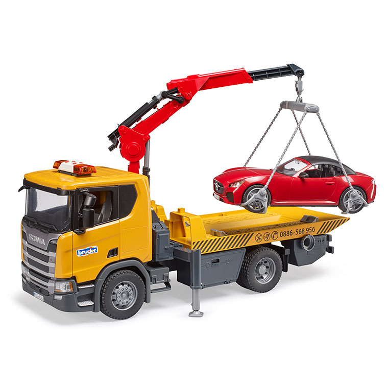 bruder ブルーダー SCANIA レッカークレーン＆BRUDERロードスター（RED） BR03552 おもちゃ 知育玩具 レッカークレーン＆BRUDERロードスター RED また