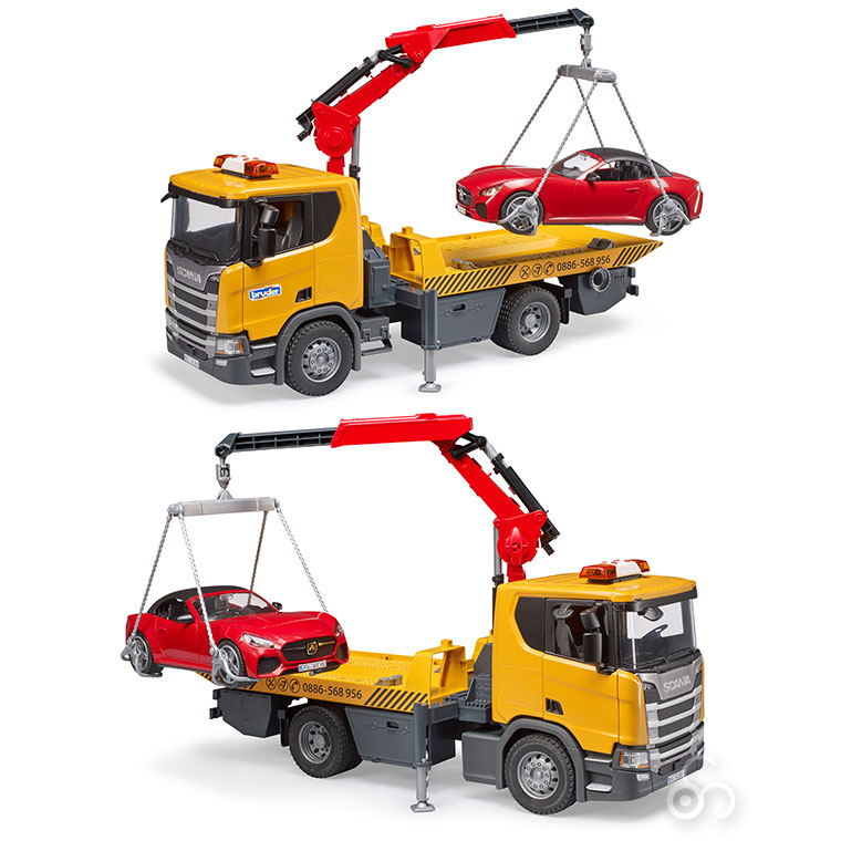 bruder ブルーダー SCANIA レッカークレーン＆BRUDERロードスター（RED） BR03552 おもちゃ 知育玩具 レッカークレーン＆BRUDERロードスター RED また