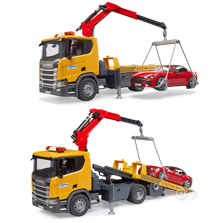 bruder ブルーダー SCANIA レッカークレーン＆BRUDERロードスター（RED） BR03552 おもちゃ 知育玩具 レッカークレーン＆BRUDERロードスター RED また