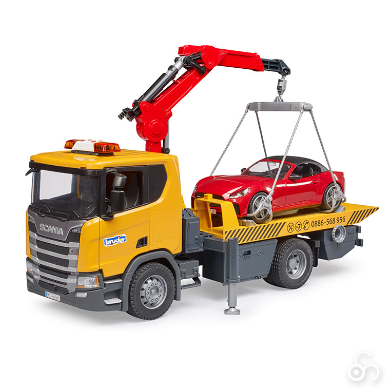 bruder ブルーダー SCANIA レッカークレーン＆BRUDERロードスター（RED） BR03552 おもちゃ 知育玩具 レッカークレーン＆BRUDERロードスター RED また