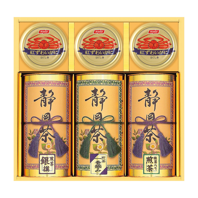 和彩撰（静岡茶・かに缶） CKT-100W 差し上げ物 差し上げ物 内祝い 差し上げ物 差し上げ物 しっぺい返し お歳暮 お中元 C020-100 緑茶、日本茶-食品-ドリンク、水、お酒