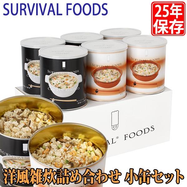 サバイバルフーズ 25年保存食 洋風雑炊詰め合わせ 小缶 2.5食×6缶セット (15食相当) マツコの知らない世界 非常食 備蓄 被災 避難 防災 災害 crsr2set :crsr2set:イベリアの太陽